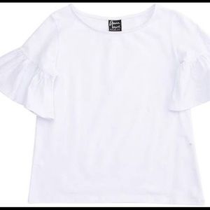 white flared sleeved shirt